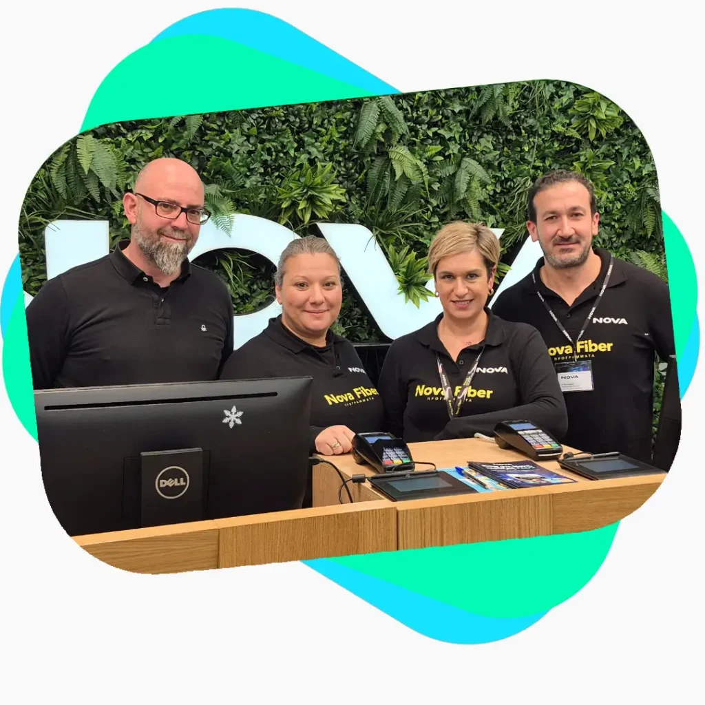 Η ομάδα του καταστήματος Nova, εδώ θα βρείτε λύσεις για γρήγορο Internet, κινητή και σταθερή τηλεφωνία, συνδρομητική τηλεόραση και προϊόντα τεχνολογίας.